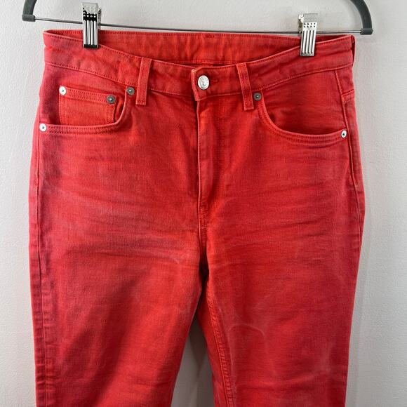 ARKET Womens Orange Cotton Stretch High Rise Straight Leg Denim jeans Size EU29 - Picture 2 of 9